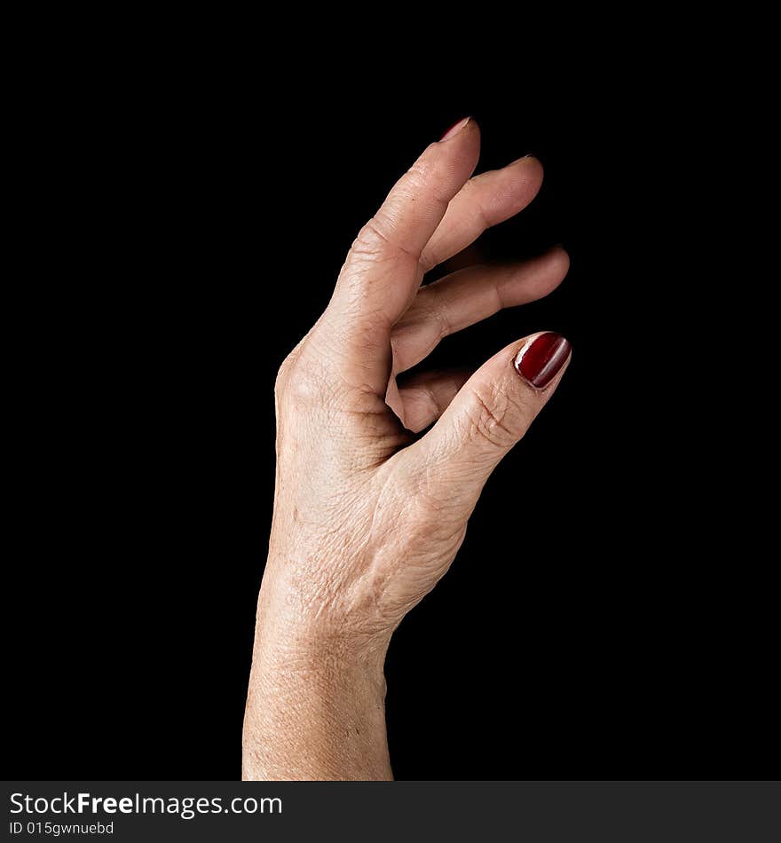 Older hand on black backgrounds. Older hand on black backgrounds