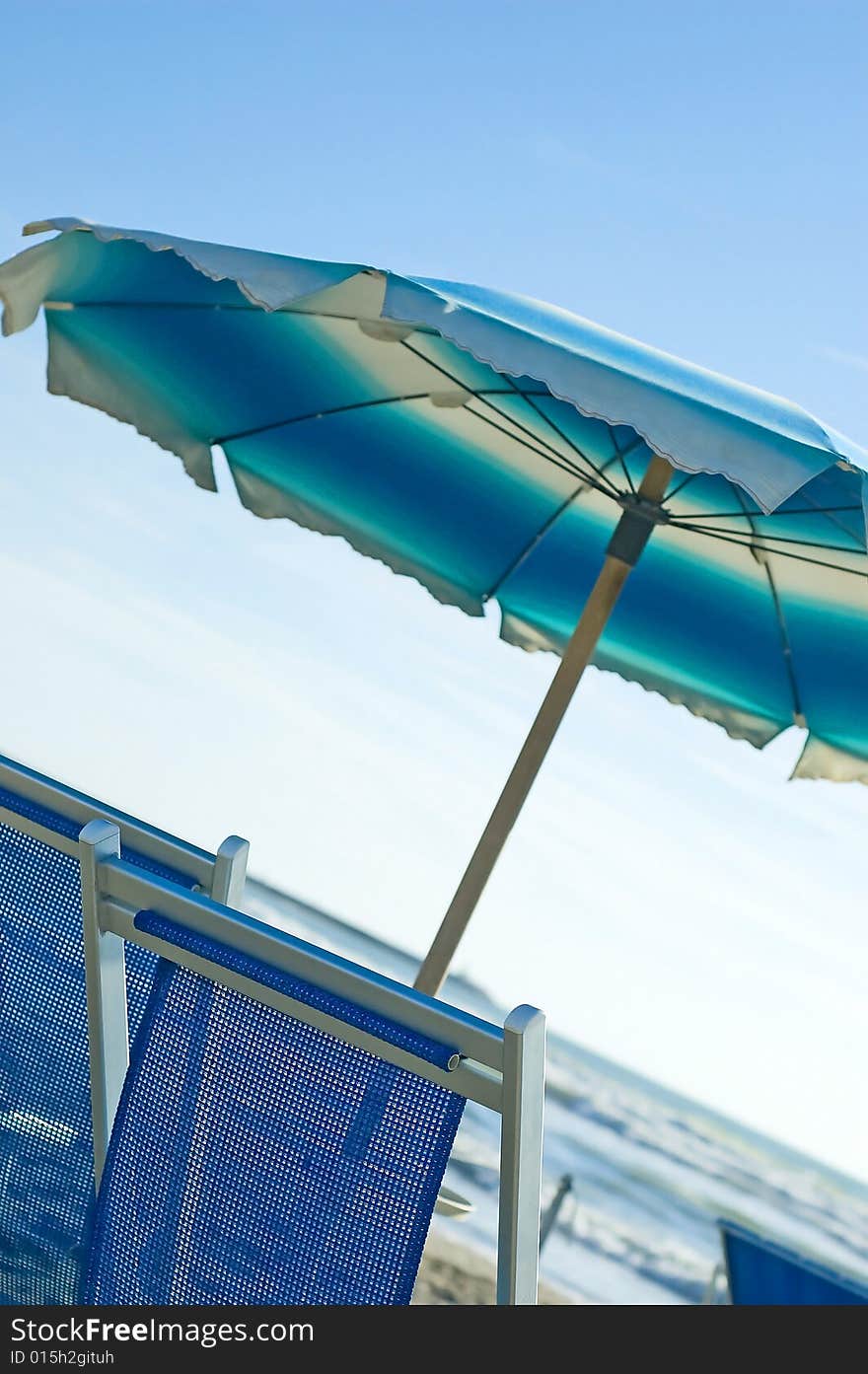 Close up of blue beach chair. Close up of blue beach chair