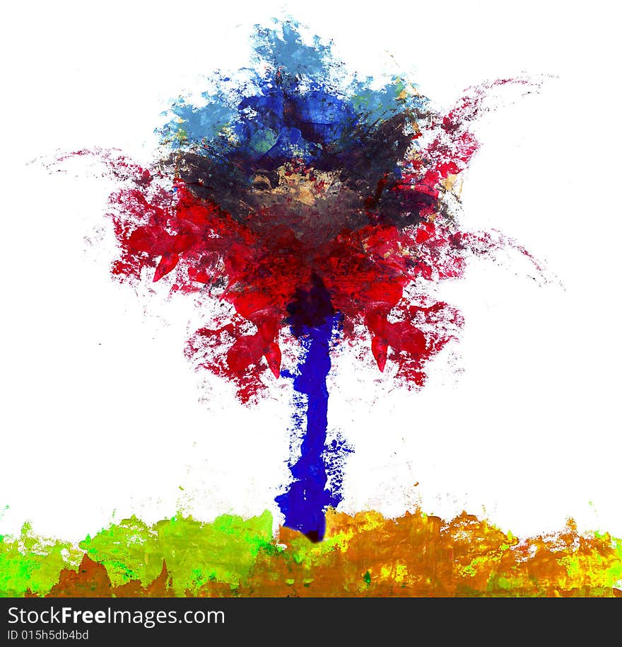 Water Color Tree Abstract Illustration