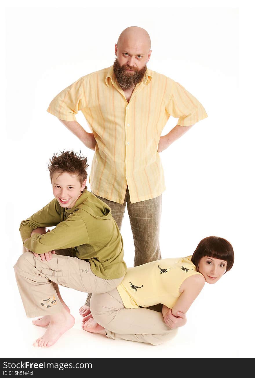 Teenager with his mother and father. Teenager with his mother and father