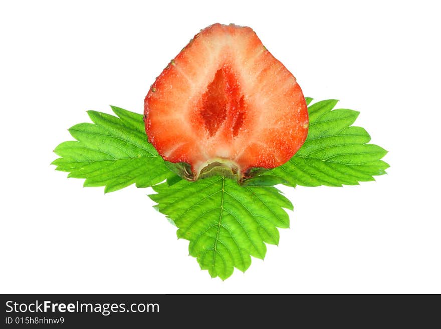 Strawberry with leafs on a white background. Strawberry with leafs on a white background.