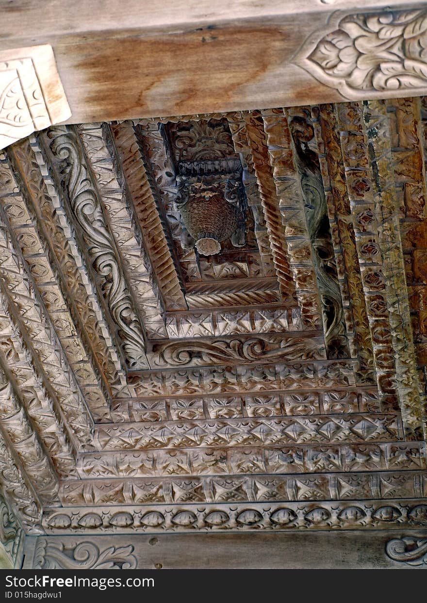 Ornate Roof Carvings Close-up