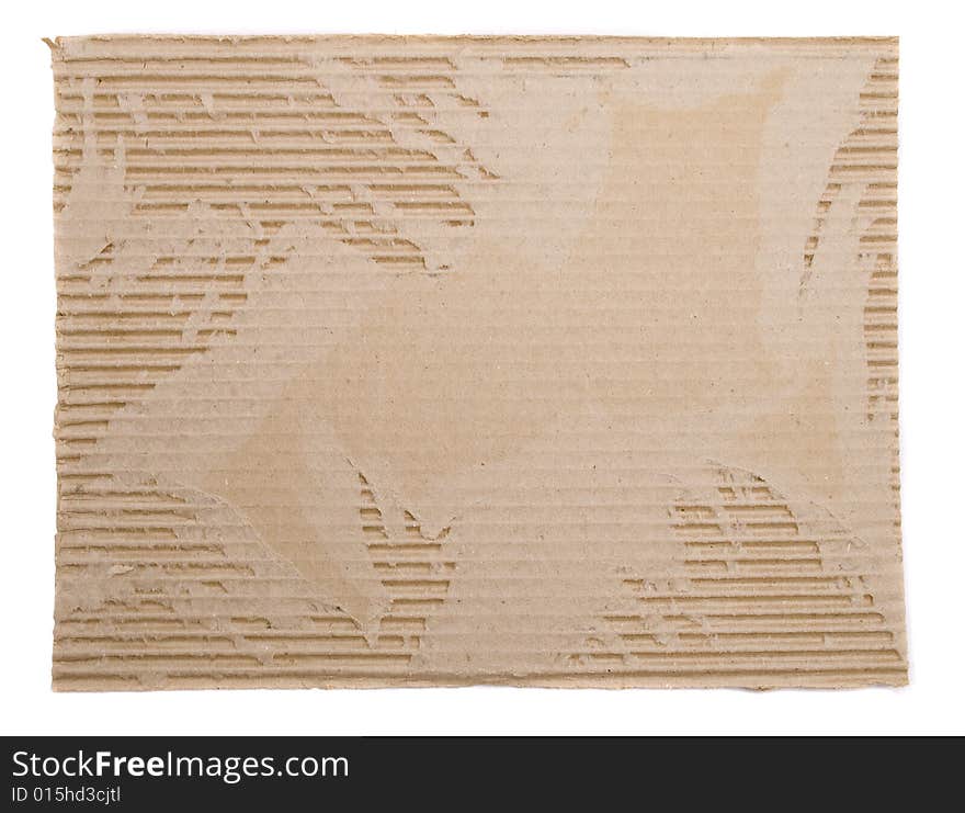 Old cardboard scrap on white background