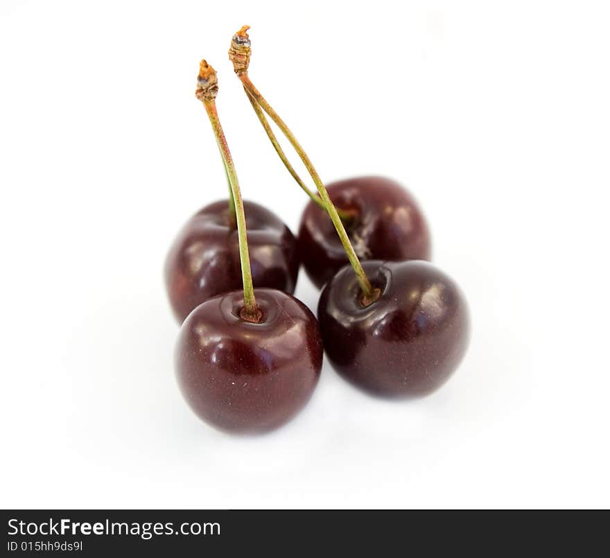 Several cherries isolated on white. Several cherries isolated on white