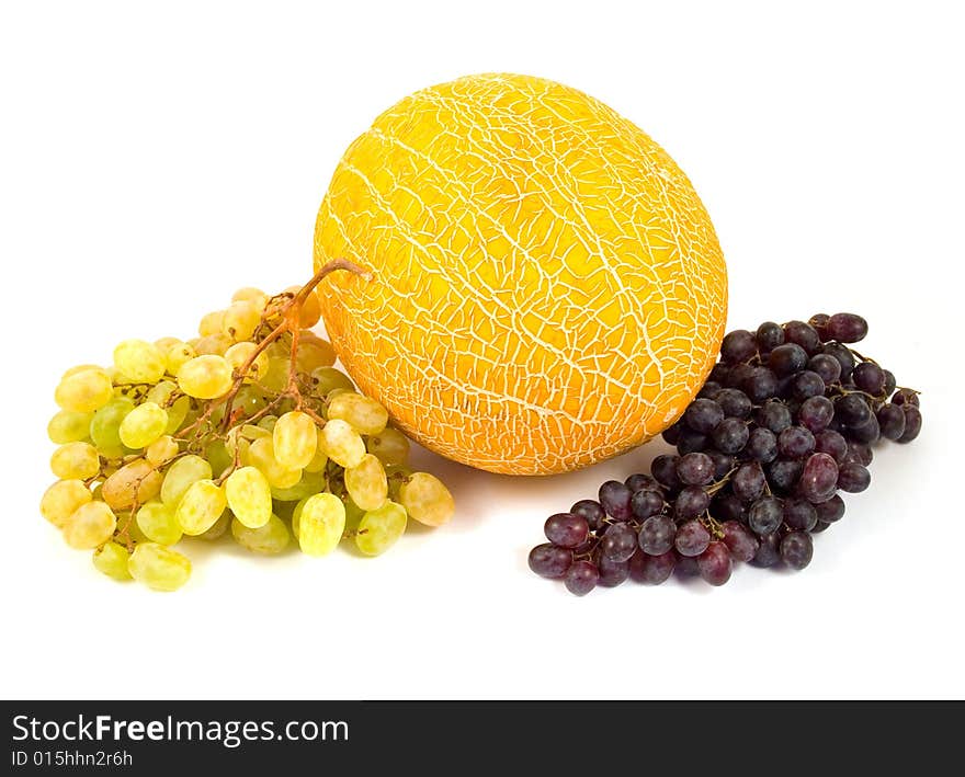 Yellow melon and tasty grapes