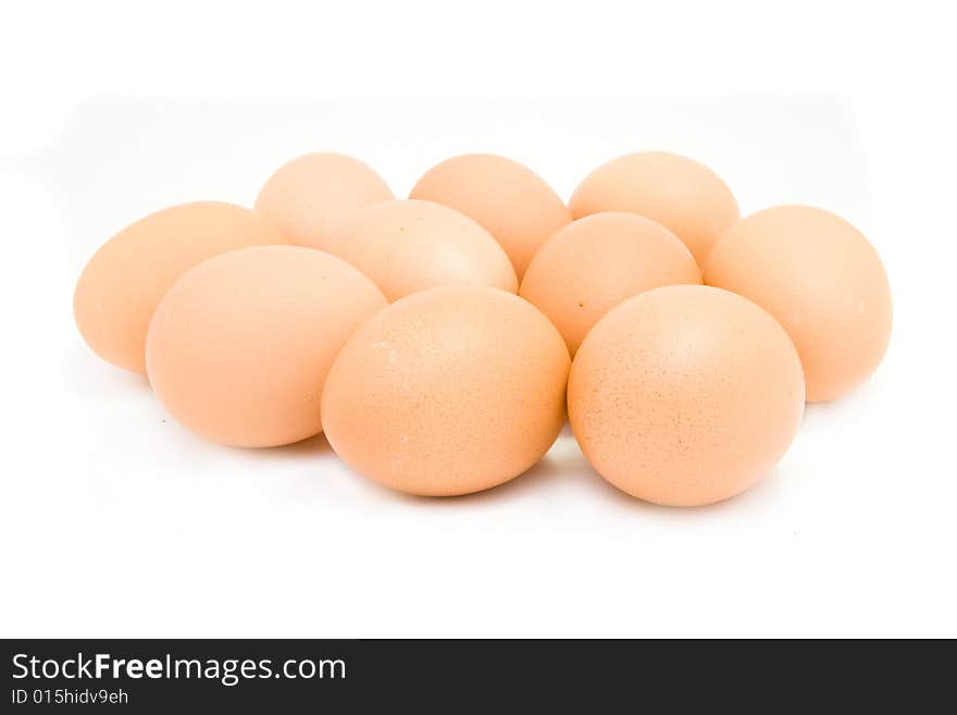 Several eggs isolated on white