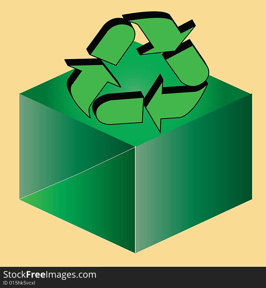 A symbol of recycling in a light background
above a square. A symbol of recycling in a light background
above a square