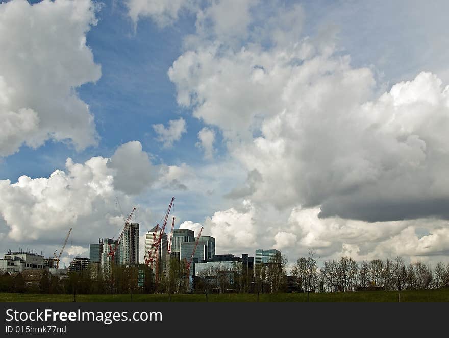 As a reflection of global financial markets clouds gather over London's premier financial district. As a reflection of global financial markets clouds gather over London's premier financial district