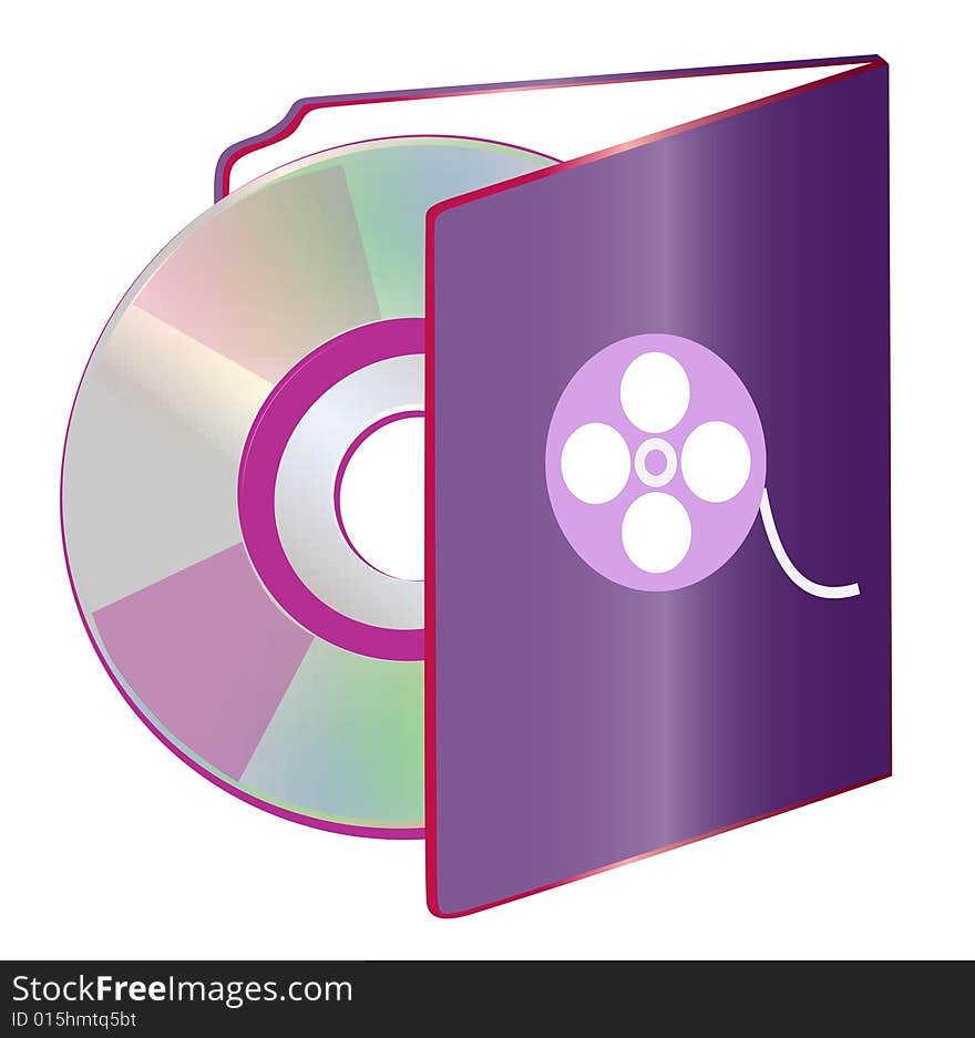 A folder showing a compact disc in a white background. A folder showing a compact disc in a white background