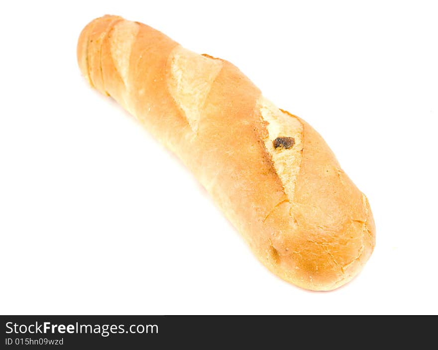 Long bread isolated on white