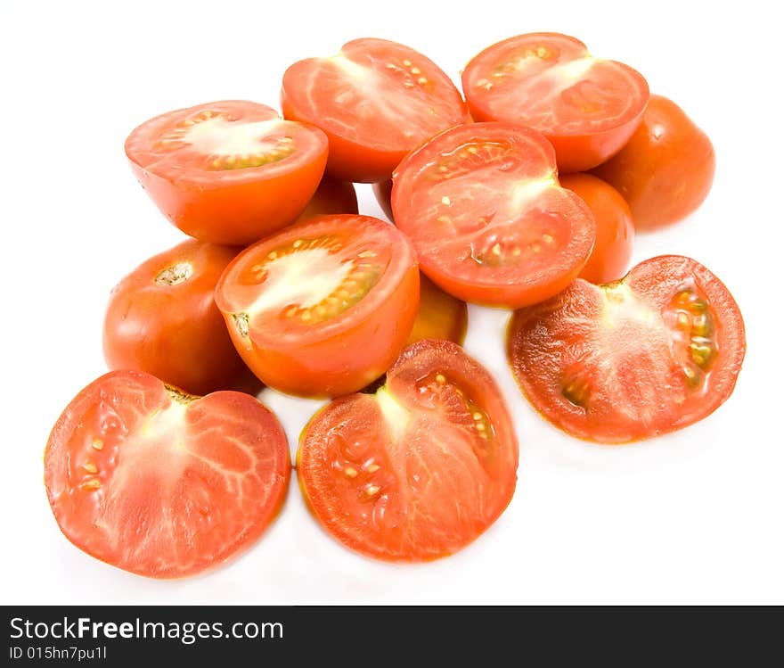 Some cuttter red tomatoes isolated