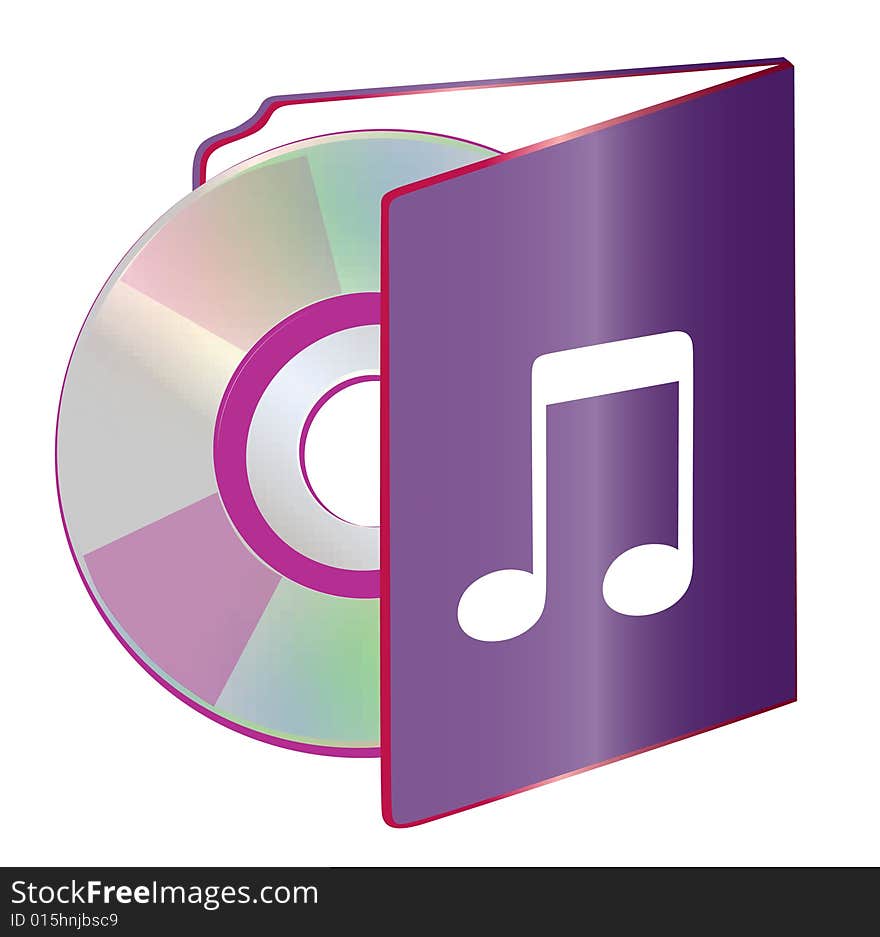 A folder showing a compact disc in a white background. A folder showing a compact disc in a white background