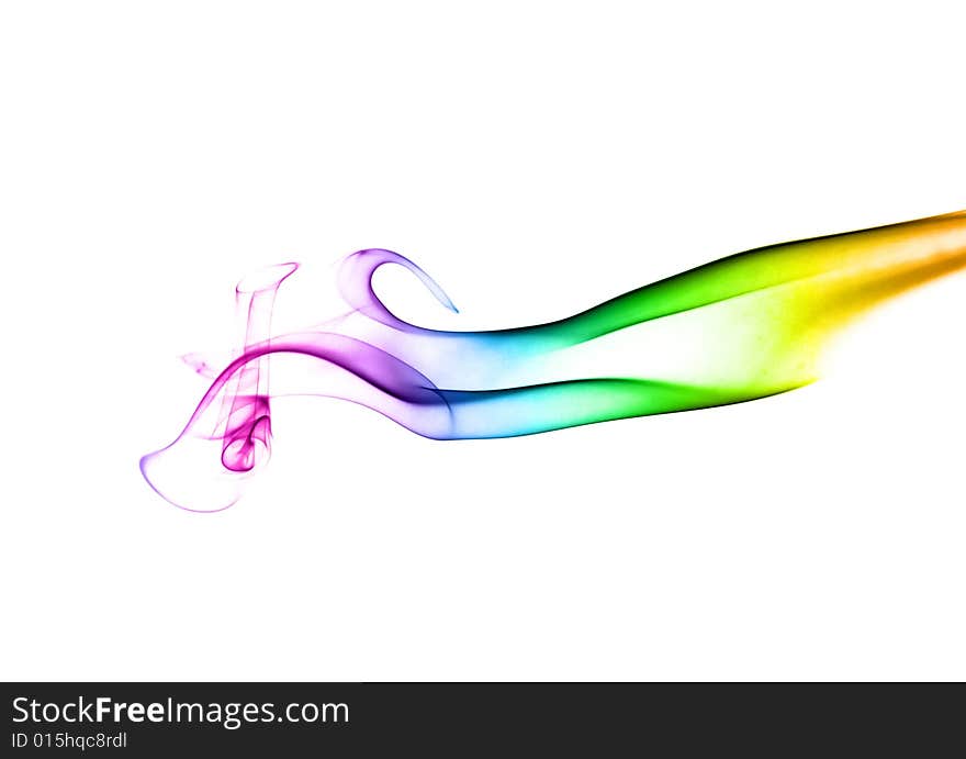 Vivid colorful smoke forming twirls on white background. Vivid colorful smoke forming twirls on white background