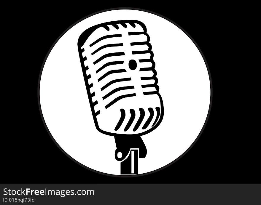 A microphone in a black background