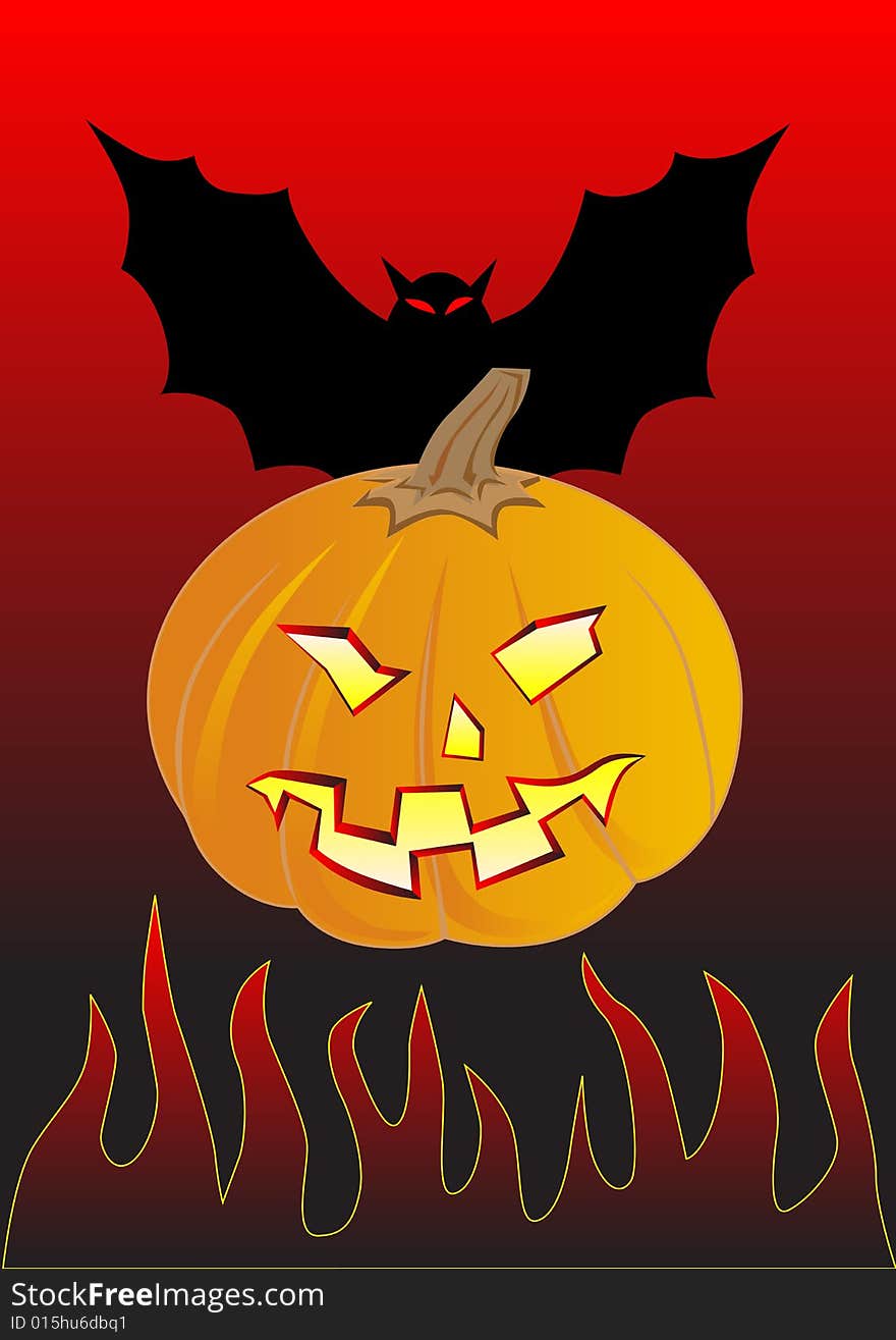 Vector graphic objects to celebrate helloween. pumpkin and bat. Vector graphic objects to celebrate helloween. pumpkin and bat