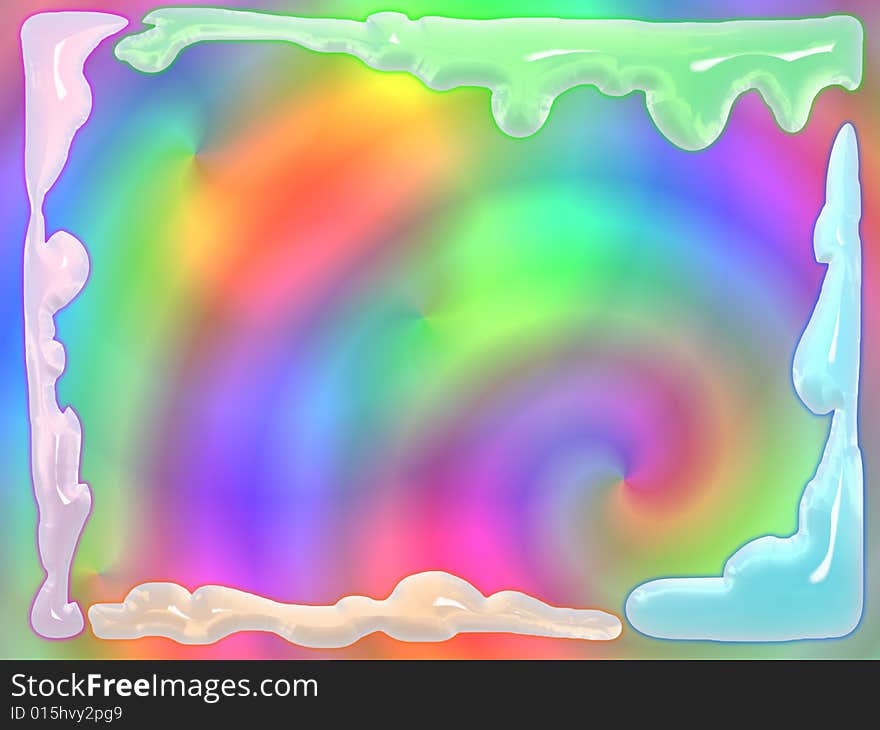 Psychedelic Pastel frame with spirals and glassy melting elements. Psychedelic Pastel frame with spirals and glassy melting elements