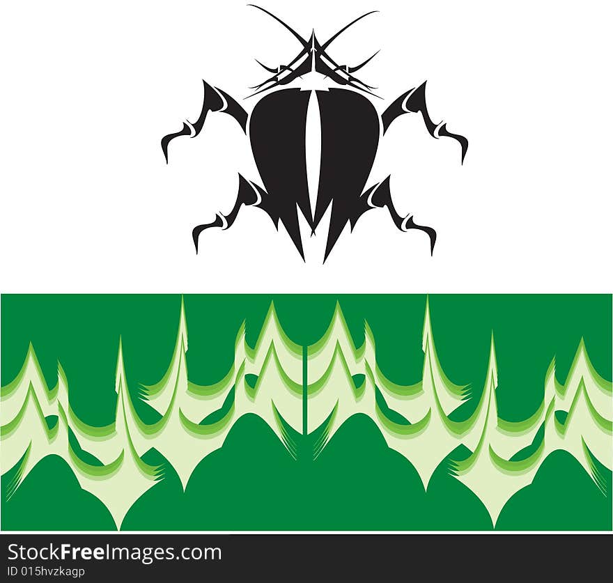 Tribal black bug on white background