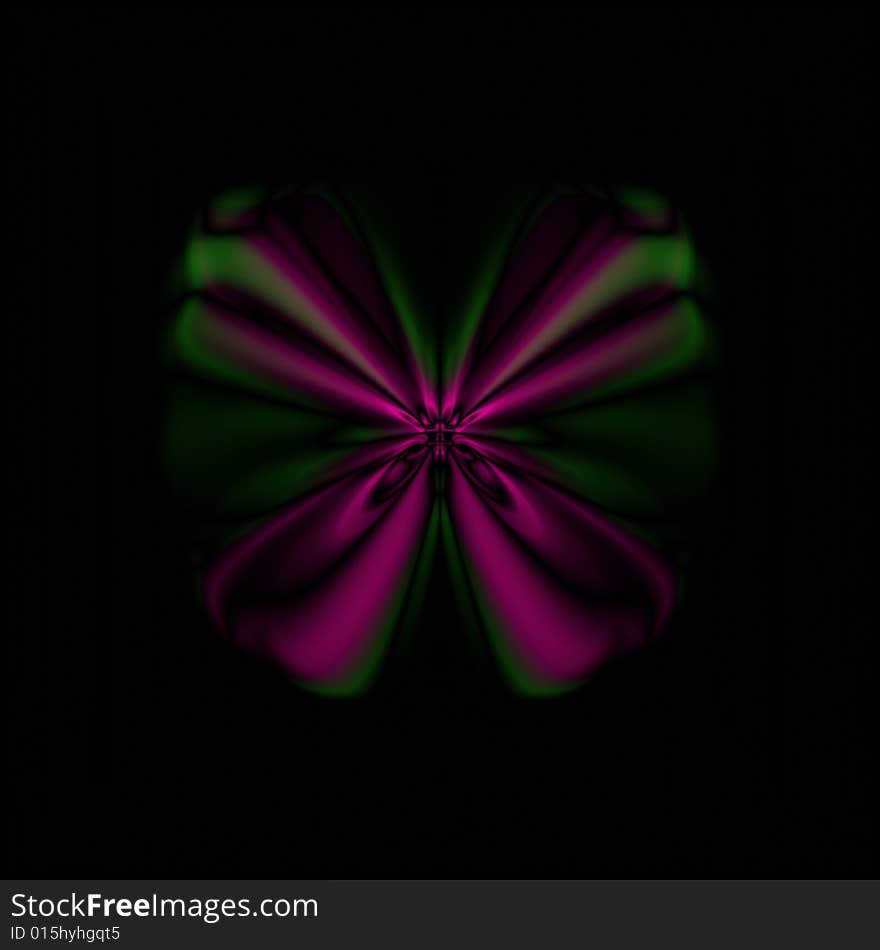Abstract surrealistic butterfly in fuchsia, green and dark colors. Abstract surrealistic butterfly in fuchsia, green and dark colors