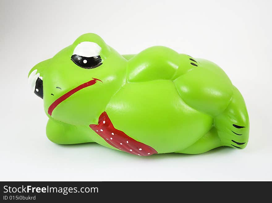 Ceramic made frog in lazy position. Ceramic made frog in lazy position.