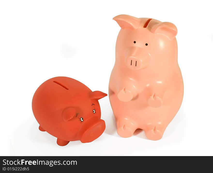 Pink and red piggy bank