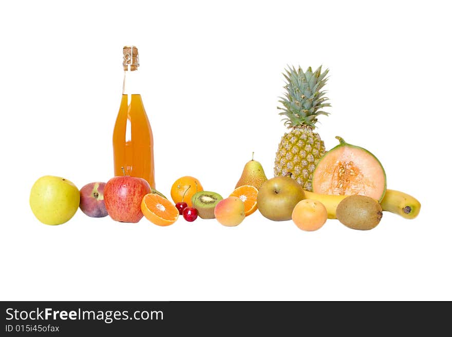 Fruit line on a white background