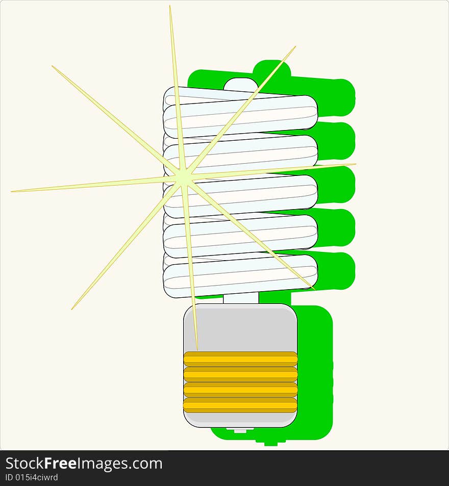 Energy saving light bulb with green shadow and highlight. Energy saving light bulb with green shadow and highlight