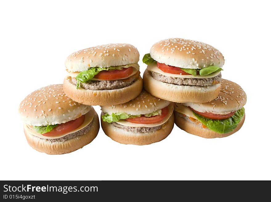 Hamburger in a white background. Hamburger in a white background