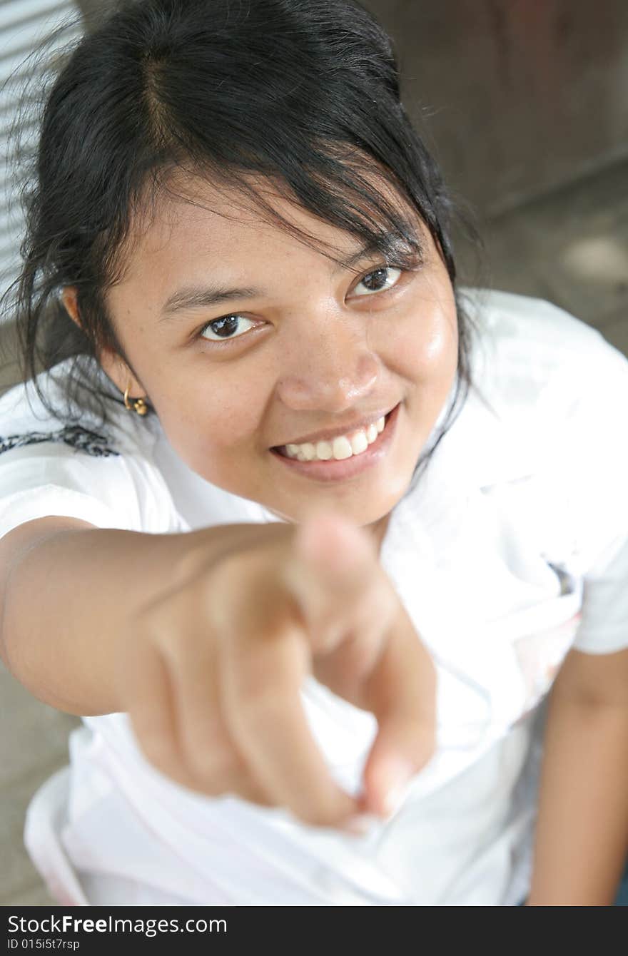 Sweet asian girl smiling and happy