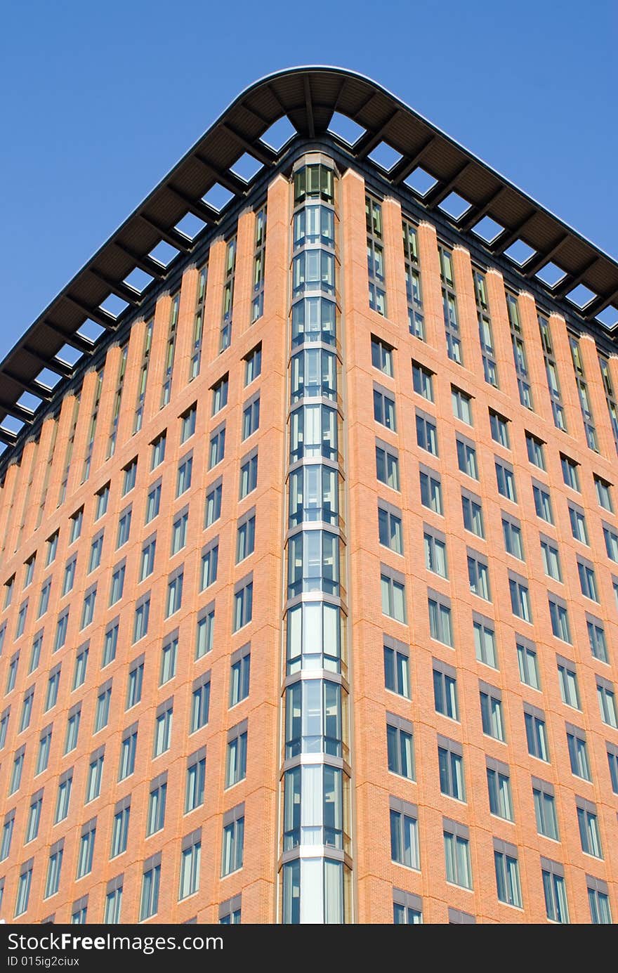 Looking up at a highrise office building in Boston MA