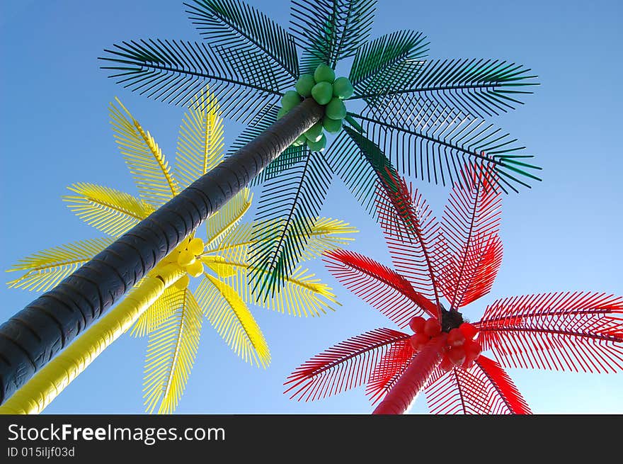 Colorful palm on beach and the sky