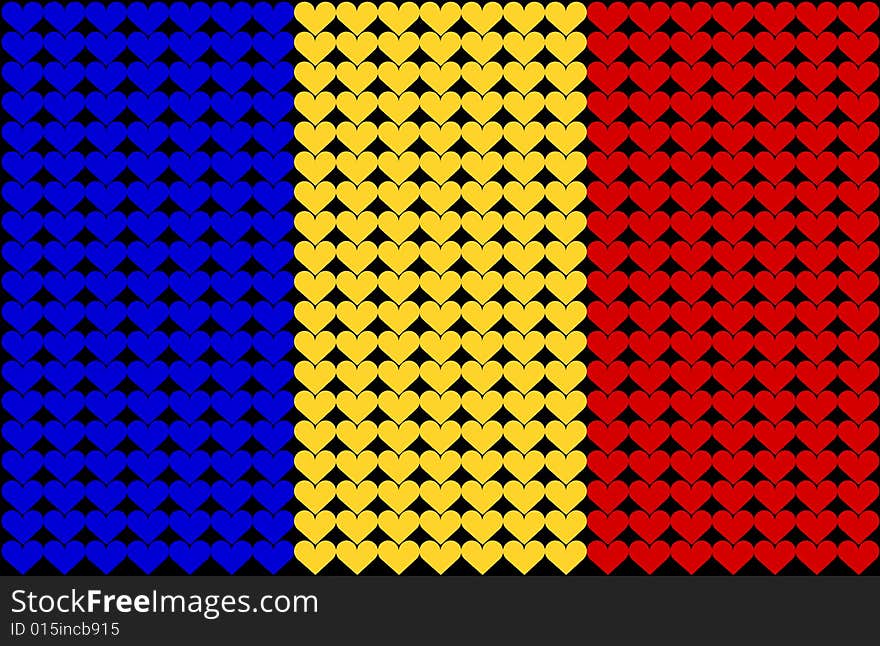 An illustration of Romanian and Chad flag. An illustration of Romanian and Chad flag