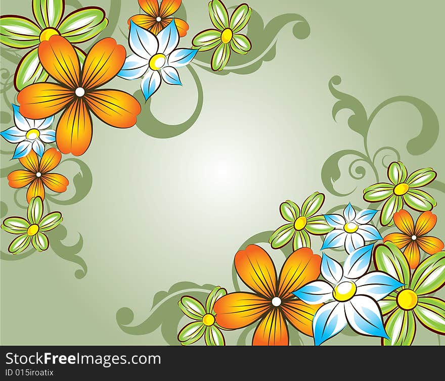 Abstract floral background. A vector format is added. Suits well for a postcard or background