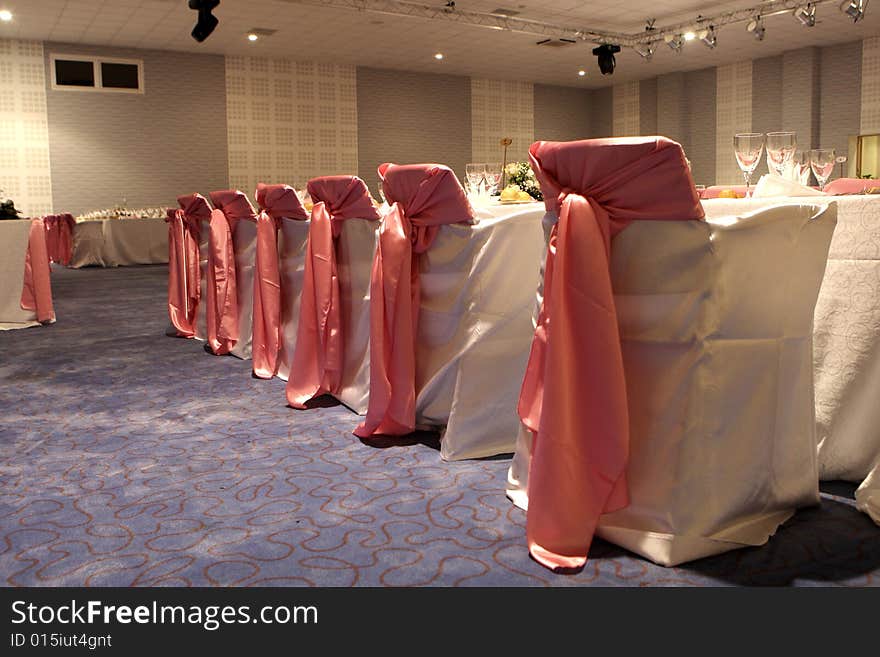 Many chairs in a wedding ballroom