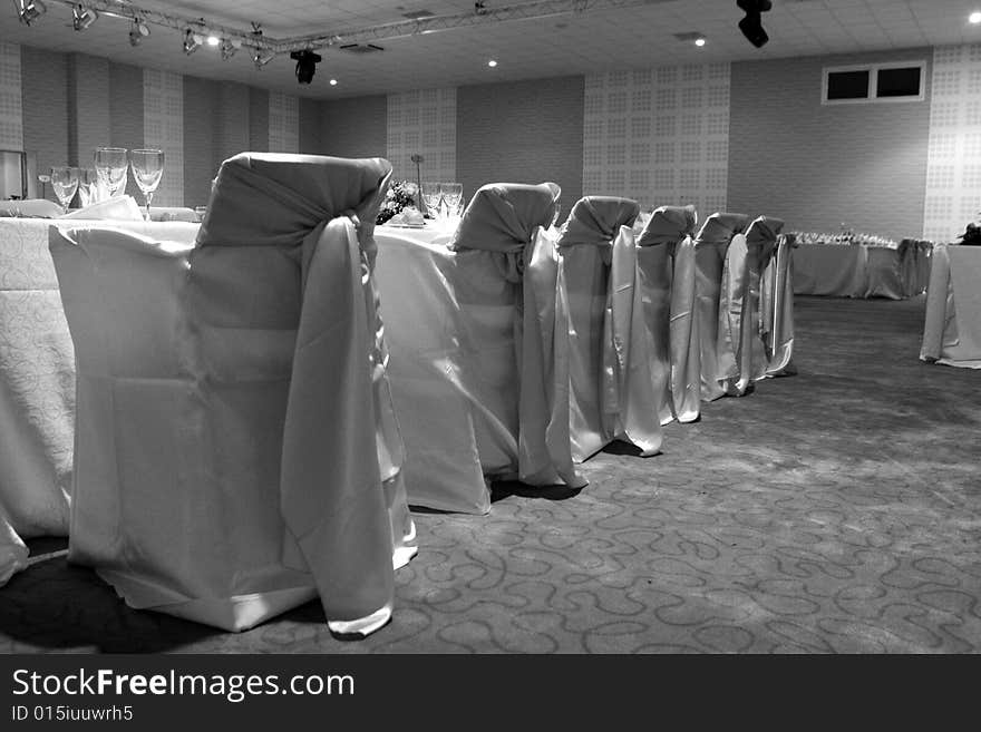 Many chairs in a wedding ballroom