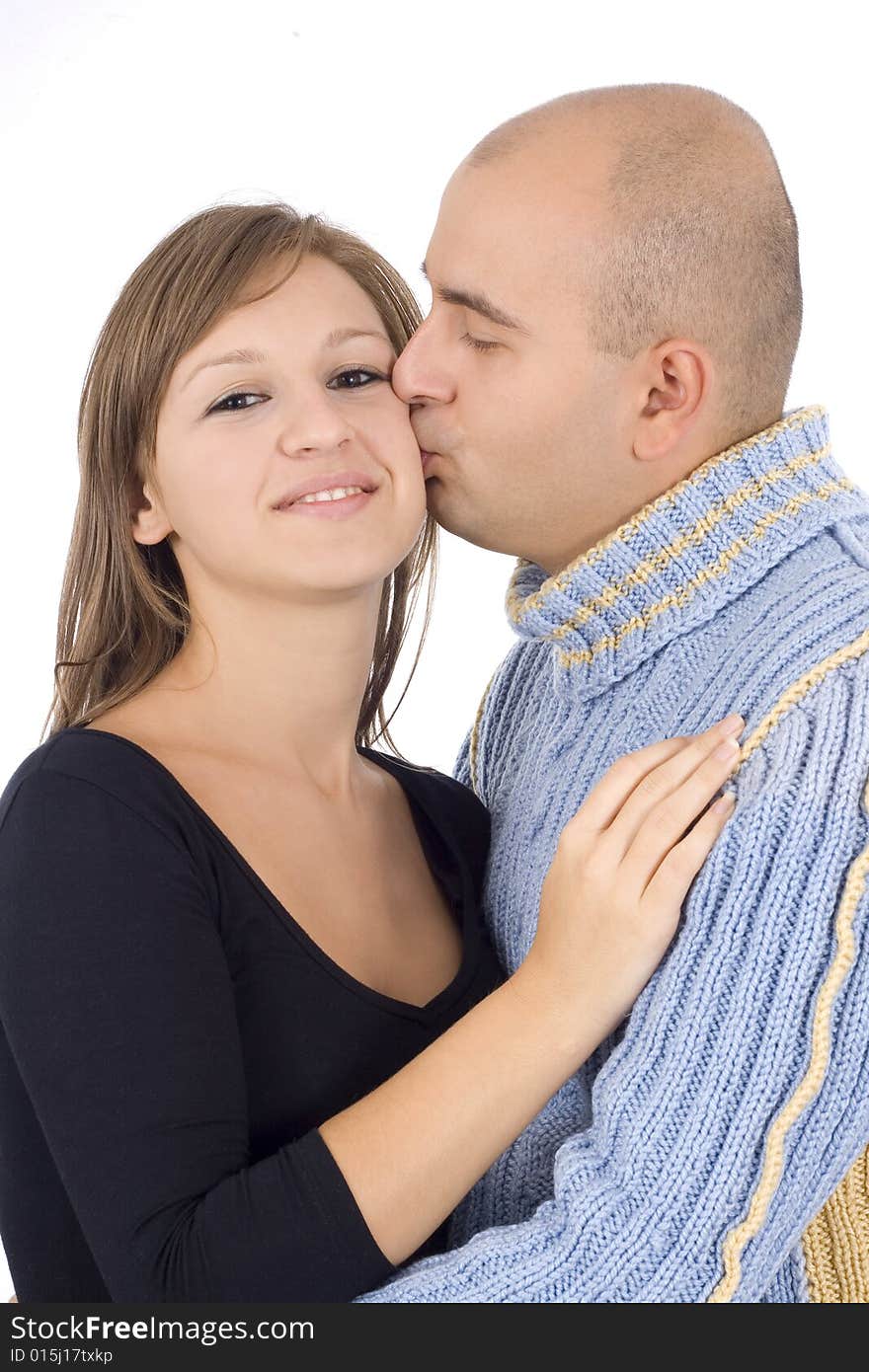 Happy couple isolated on white background