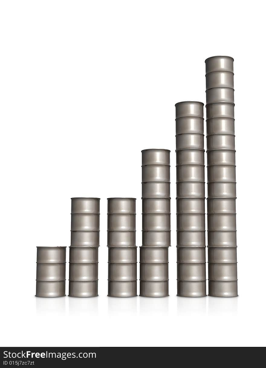 Barrels of crude oil in bar graph composition. Barrels of crude oil in bar graph composition