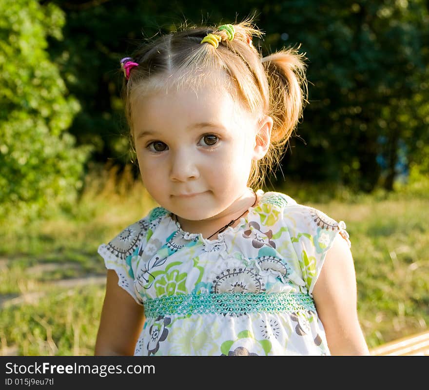 One little cute girl outdoor