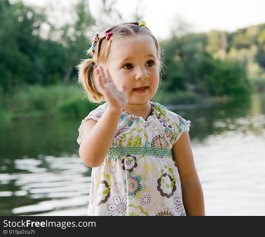 One little cute girl outdoor