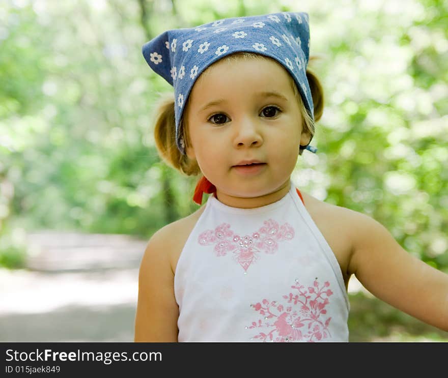 One little cute girl outdoor