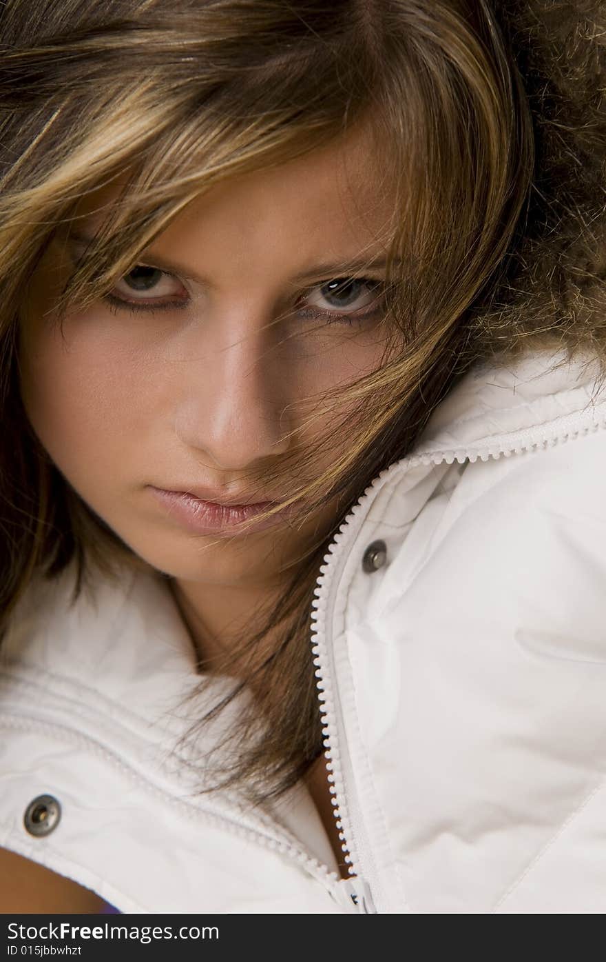 Young Female Teenager - Cold Eyes And Wind