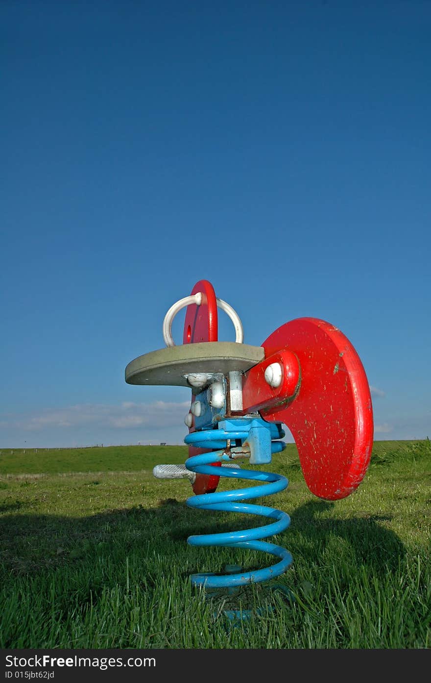 Low close up of an empty and deserted seesaw