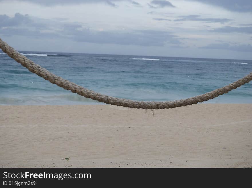 Resort scene showing beach and roped off area. Resort scene showing beach and roped off area