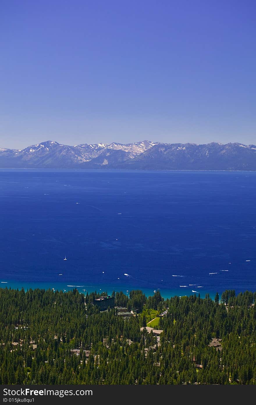 Clear Blue sky on the shore of Lake Tahoe