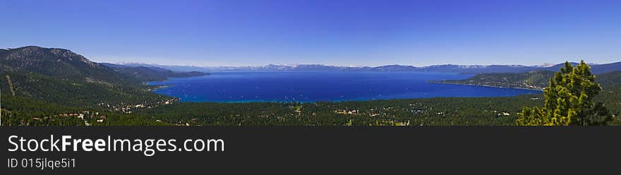 Clear Blue sky on the shore of Lake Tahoe