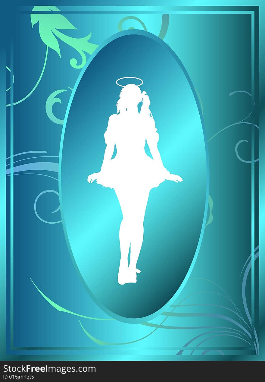 Sexy female representing an angel, on a blue backround. Sexy female representing an angel, on a blue backround.