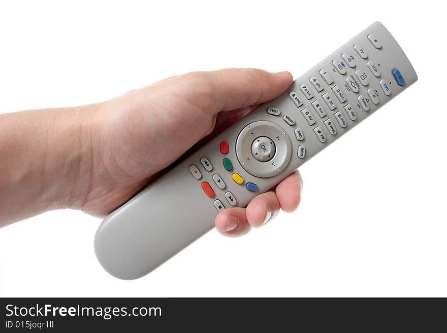 Infrared remote control in hand