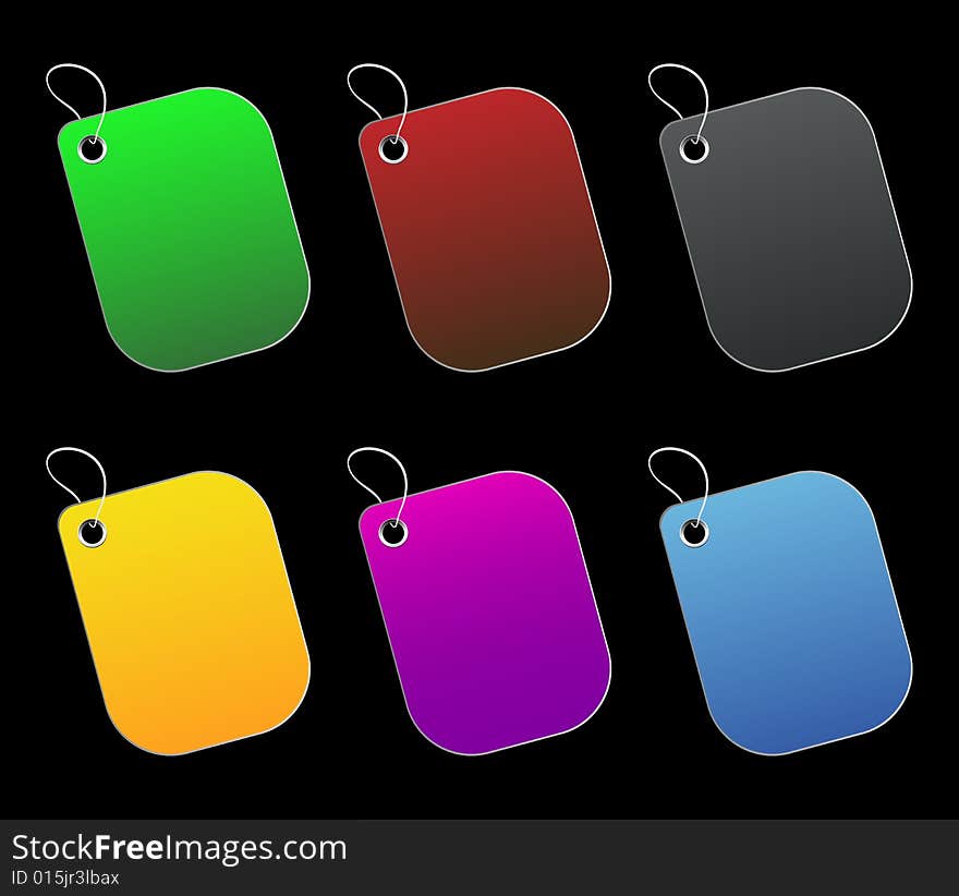 Colored Tags - 5 - On Black