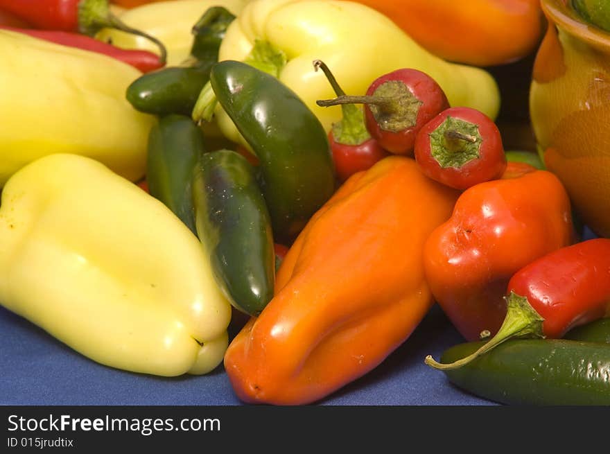 Bowl of a variety multicolored types of peppers. Bowl of a variety multicolored types of peppers