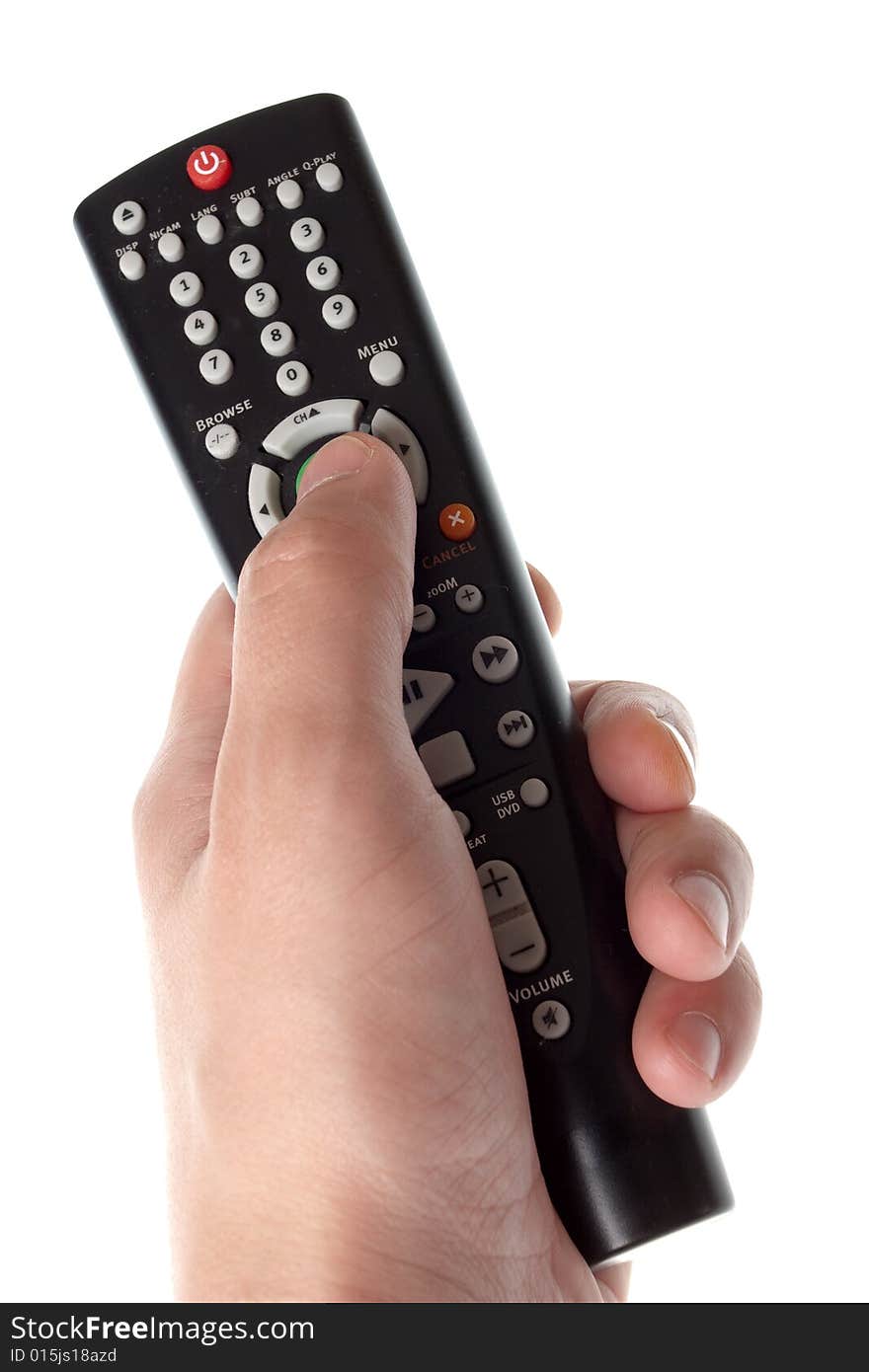 Infrared remote control in hand