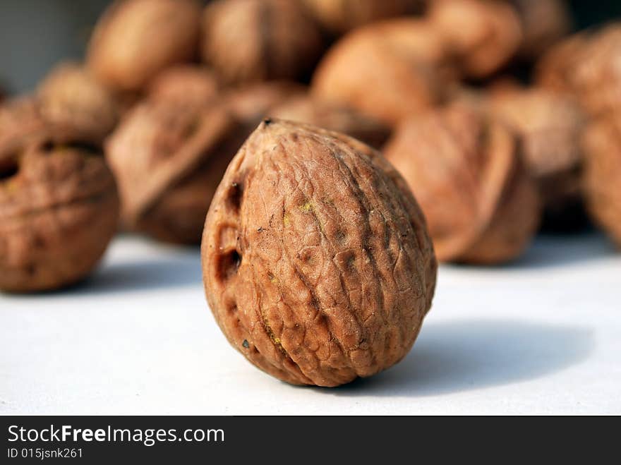 Walnuts drying in the sun